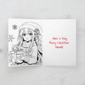 Personalisiert Anime Girl Coloring Page Weihnachte Karte (Innenseite)