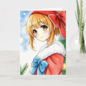 Personalisiert Anime Girl Coloring Page Weihnachte Karte (Vorderseite)