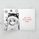 Personalisiert Anime Girl Coloring Page Weihnachte Karte (Innenseite)