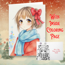 Personalisiert Anime Girl Coloring Page Weihnachte
