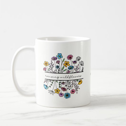 Personalisiert ansteigende Wildblumen Mama des Blu Kaffeetasse (Links)