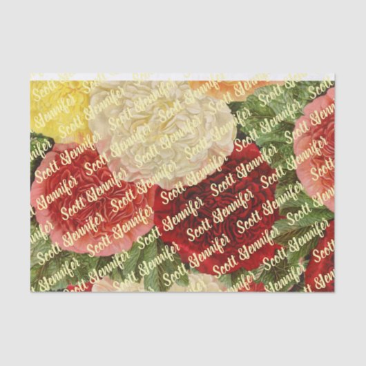 Personalisiert antike Vintage Rosa Rosen Seidenpapier (Vorderseite)