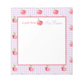 Personalisiert Apple Lavender Gingham Teacher Notizblock (Vorderseite)