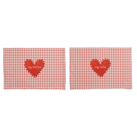 Personalisiert Applique Hearts Gingham Daisies Kissenbezug (Vorderseite-Set)