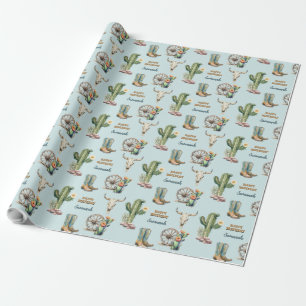Personalisiert Aqua Blue Coral Cactus Happy Birthd Geschenkpapier
