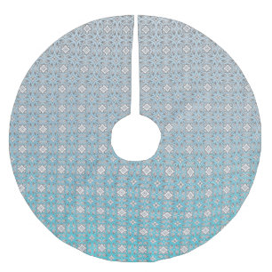 Personalisiert Aqua Blue Mandala Weihnachtsrock Polyester Weihnachtsbaumdecke
