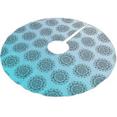 Personalisiert Aqua Blue Mandala Weihnachtsrock Polyester Weihnachtsbaumdecke (Schrägansicht)