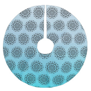 Personalisiert Aqua Blue Mandala Weihnachtsrock Polyester Weihnachtsbaumdecke