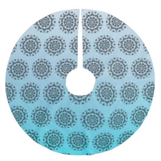 Personalisiert Aqua Blue Mandala Weihnachtsrock Polyester Weihnachtsbaumdecke (Vorderseite)