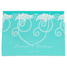 Personalisiert Aqua Blue Ocean Royal Lace Große Geschenktüte