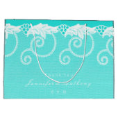 Personalisiert Aqua Blue Ocean Royal Lace Große Geschenktüte (Rückseite)