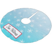 Personalisiert Aqua Blue Snowflake Weihnachts-Rock Polyester Weihnachtsbaumdecke (Schrägansicht)