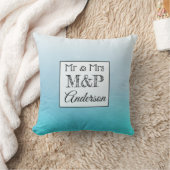 Personalisiert Aqua Blue Wedding Pillow Kissen (Decke)