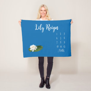 Personalisiert Aqua Lily Pad Baby Milestone Schupp Fleecedecke