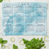 Personalisiert Aquamarin Blue 2026 Foto-Kalender Geschirrtuch (Gefaltet)