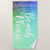 Personalisiert Aquamarin Blue Ombre Strandtuch (Vorderseite)