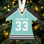 Personalisiert Aquamarin und Black Hockey Jersey Ornament