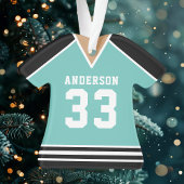 Personalisiert Aquamarin und Black Hockey Jersey Ornament