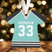 Personalisiert Aquamarin und Black Hockey Jersey Ornament