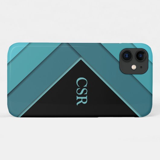 Personalisiert Aquamarin und schwarz Case-Mate iPhone Hülle (Rückseite (Horizontal))