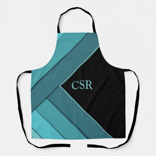 Personalisiert Aquamarin und schwarz Schürze (Vorderseite)