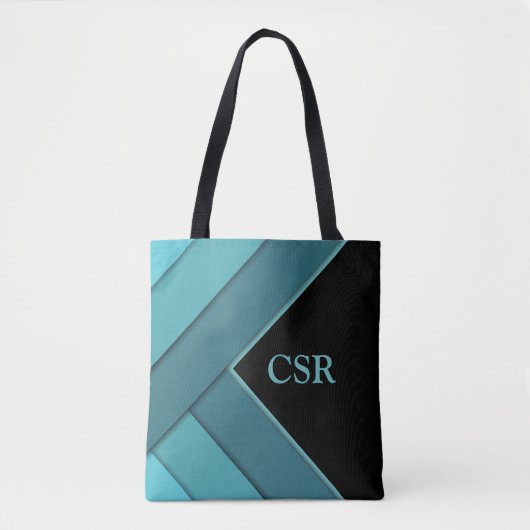 Personalisiert Aquamarin und schwarz Tasche (Vorderseite)