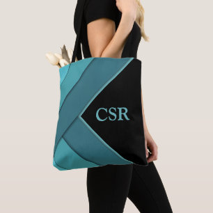 Personalisiert Aquamarin und schwarz Tasche