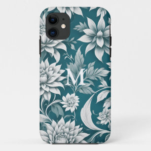 Personalisiert Aquamarin und weiß botanisch Case-Mate iPhone Hülle