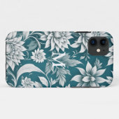 Personalisiert Aquamarin und weiß botanisch Case-Mate iPhone Hülle (Rückseite (Horizontal))
