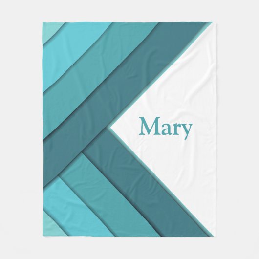 Personalisiert Aquamarin und weiß Fleecedecke (Vorderseite)