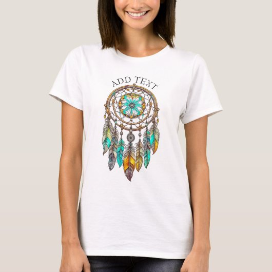 Personalisiert Aquamariner Dreamcatcher Mystical T-Shirt (Vorderseite)