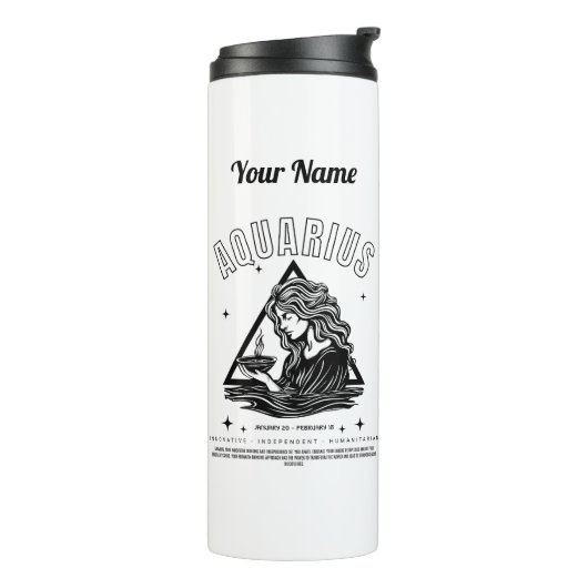 Personalisiert Aquarius Thermal Tumbler Thermosbecher (Nach links gedreht)