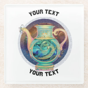 PERSONALISIERT Aquarius ZODIAC SIGN Glasuntersetzer