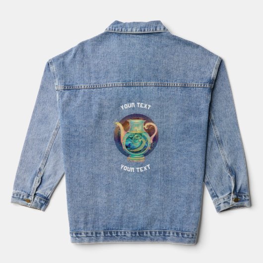 PERSONALISIERT Aquarius ZODIAC SIGN Jeansjacke (Rückseite)