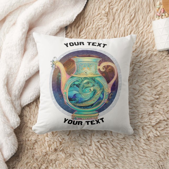 PERSONALISIERT Aquarius ZODIAC SIGN Kissen (Decke)