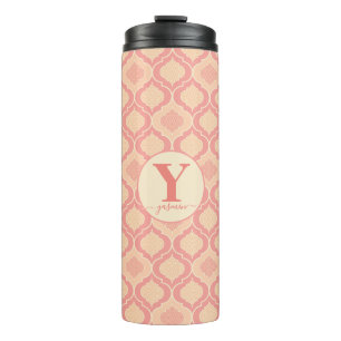 Personalisiert Arabesque Cora Pink und Creme Thermosbecher