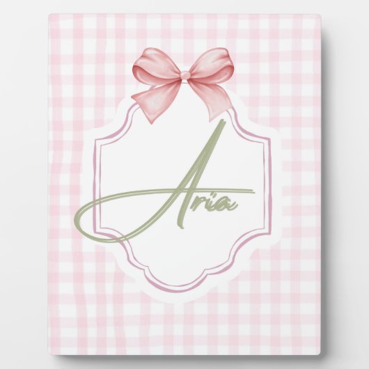 Personalisiert Aria Baby Girl Kinderzimmer Bow&Gin Fotoplatte (Vorderseite)