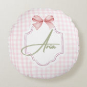 Personalisiert Aria Baby Girl Kinderzimmer Bow&Gin Rundes Kissen (Vorderseite)