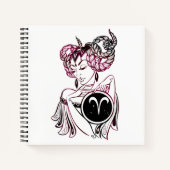 Personalisiert Aries Art Deco Lady Notizblock (Vorderseite)