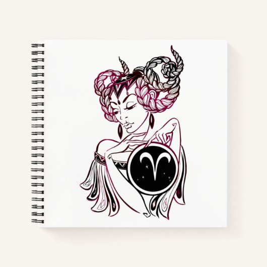 Personalisiert Aries Art Deco Lady Notizblock (Vorderseite)