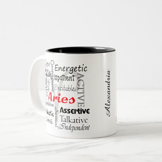 Personalisiert Aries Zodiac Astrologie Collage Zweifarbige Tasse (Vorderseite Links)