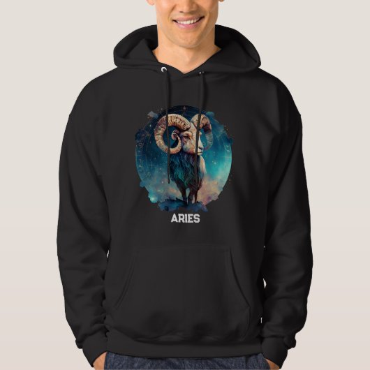 Personalisiert Aries Zodiac Astrologie Ram Birthda Hoodie (Vorderseite)