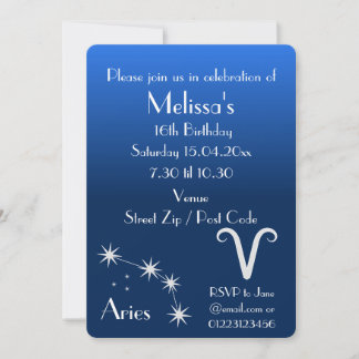 Personalisiert Aries Zodiac Galaxy Party Einladung