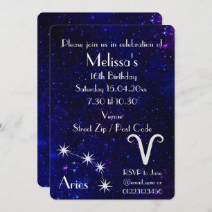 Personalisiert Aries Zodiac Galaxy Party Einladung