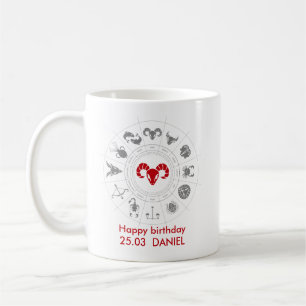 Personalisiert Aries Zodiac Geburtstagsgeschenk Kaffeetasse