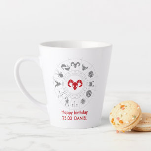 Personalisiert Aries Zodiac Geburtstagsgeschenk Milchtasse