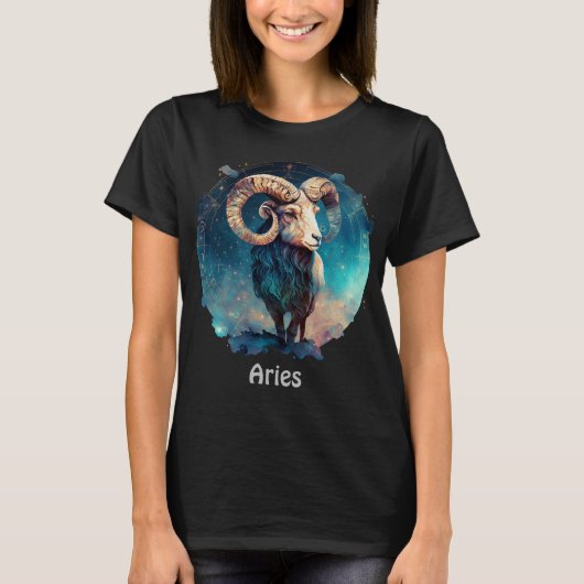 Personalisiert Aries Zodiac Ram Astrologie T-Shirt (Vorderseite)