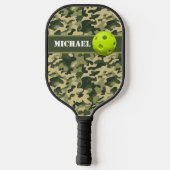 Personalisiert Army Green Camouflage 2 Pickleball Schläger (Rückseite)
