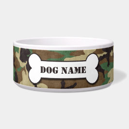 Personalisiert Army Woodland Camouflage Dog Bowl Napf