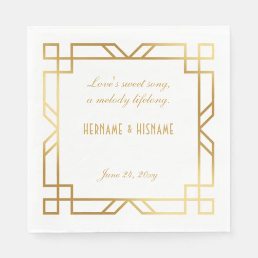 Personalisiert Art Deco Classic Gold Frame Quote Serviette (Vorderseite)
